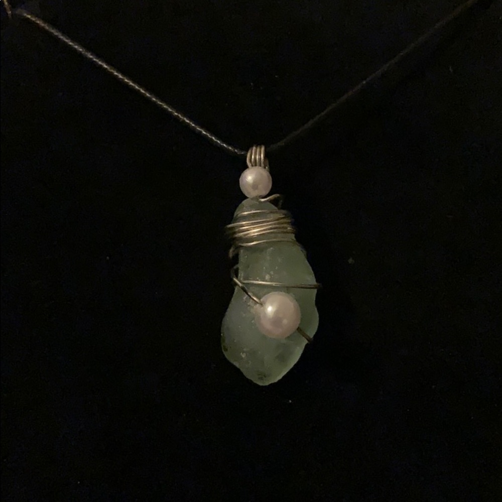 Wire wrapped sea glass necklace VACATION HOLD